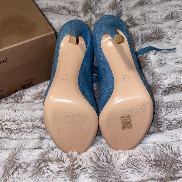 Gianvito Rossi Marie Booth light denim lace up, open toe booties - Picture 2 of 8